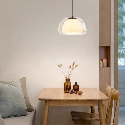 RoyaleGlow Modern Glass Dome Pendant Light Minimalist Ceiling Lamp for Dining Room