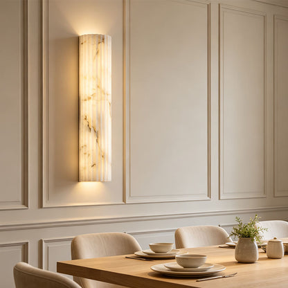 Royelux Fluted Alabaster Wall Sconce - Elegant Column Design for Soft Ambient Light