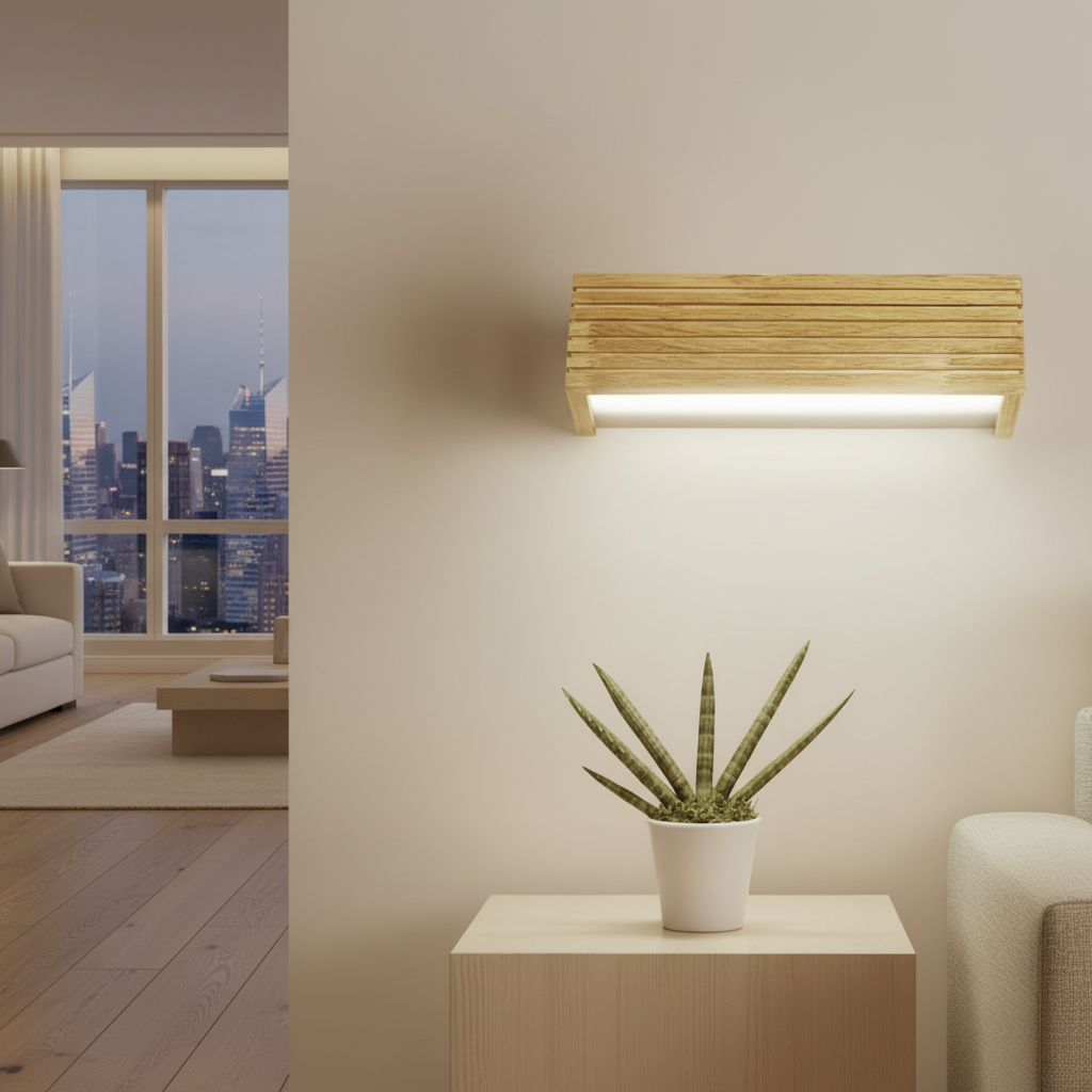 RoyaleGlow Wood LED Wall Sconce - Modern Rectangular Nordic Light