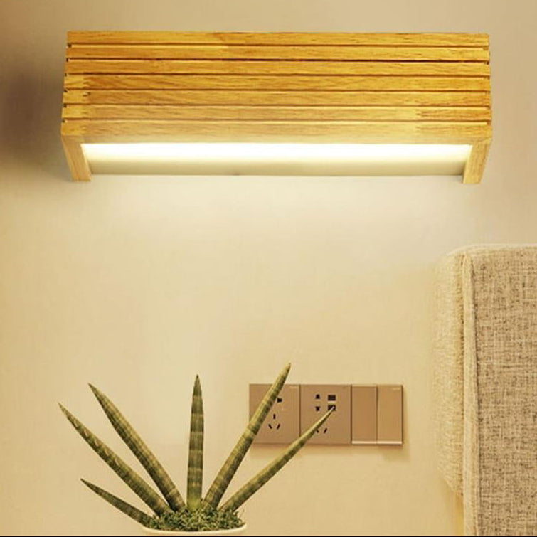 RoyaleGlow Wood LED Wall Sconce - Modern Rectangular Nordic Light