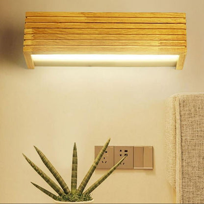 RoyaleGlow Wood LED Wall Sconce - Modern Rectangular Nordic Light