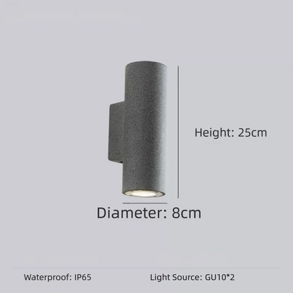RoyaleGlow Modern Outdoor Concrete Wall Sconce - Up Down Dimmable Cylinder Light