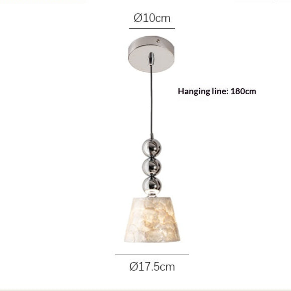 LuxRoyale Capiz Shell Pendant Light with Black Iron Beads