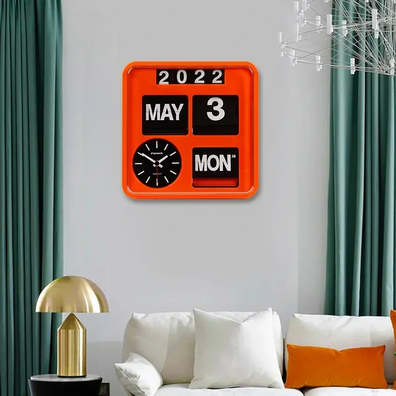 RoyaleGlow Retro Flip Calendar Clock - Wall Mounted Perpetual Date & Time Display