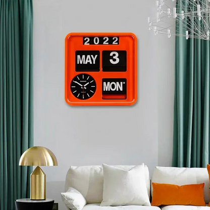 RoyaleGlow Retro Flip Calendar Clock - Wall Mounted Perpetual Date & Time Display