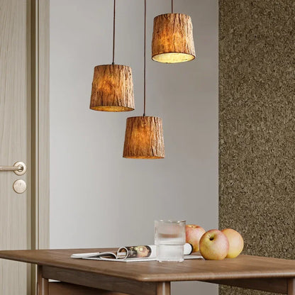 Lumora Natural Wooden Pendant Light, Rustic Modern Warm Ambient Home Decor Fixture