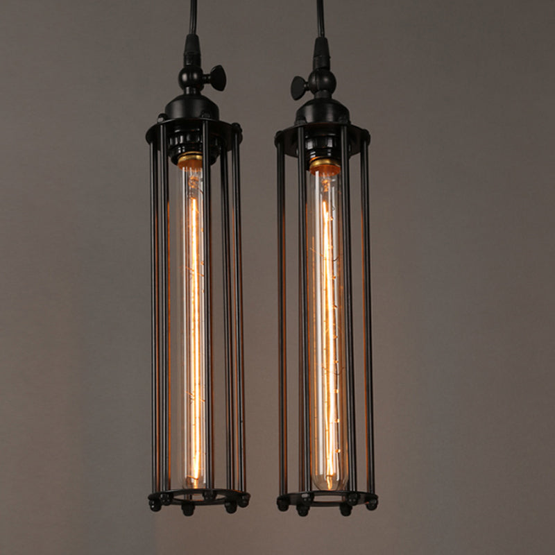 Rayvia Vintage Industrial Flute Pendant Light, Metal Glass Hanging Fixture