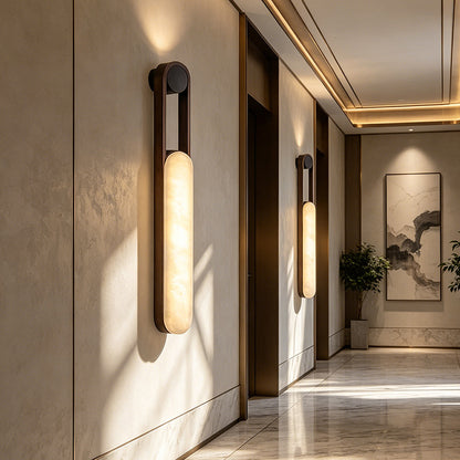 LuxRoyale Minimalist Alabaster Wall Sconce - Elegant Stone Glow LED Lighting Fixture