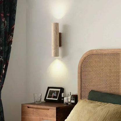 Lumora Travertine Up Down Wall Sconce, Modern Stone Wall Light Luxury with Two Way Glow