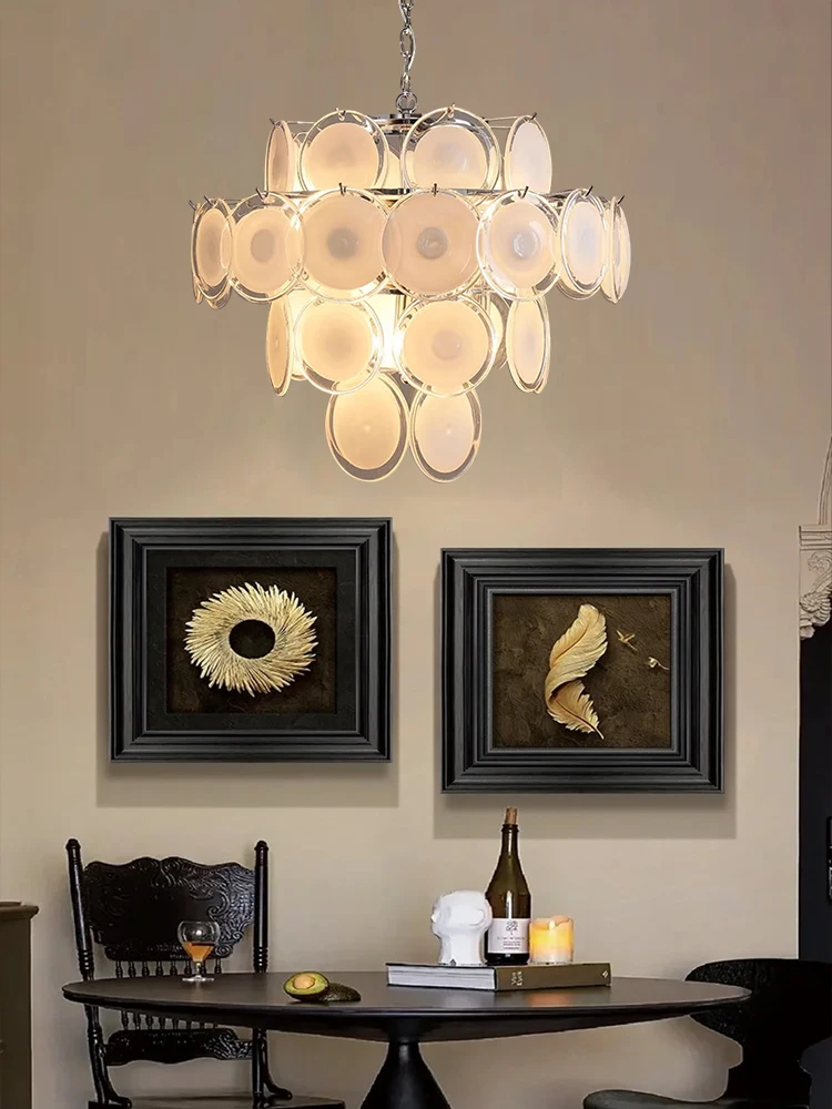 Royelux Glass Disc Chandelier - Vintage Art Pendant Light