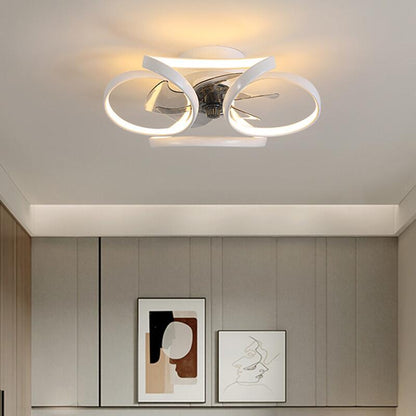 Royelux Modern LED Flush Mount Ceiling Fan with Light & Remote for Bedroom Living Room