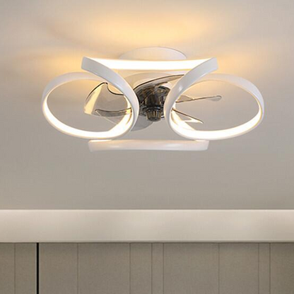 Royelux Modern LED Flush Mount Ceiling Fan with Light & Remote for Bedroom Living Room