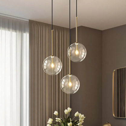 RoyaleGlow Modern Glass Globe Pendant Light for Bedroom & Kitchen