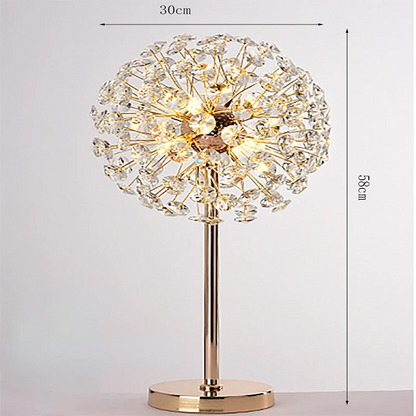 Royelux Crystal Dandelion Table Lamp - Gold Modern Bedside Light