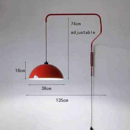 RoyaleGlow Red Swing Arm Wall Lamp - Modern Metal Sconce Lighting