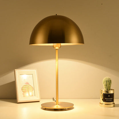 RoyaleGlow Mid-Century Modern Brass Dome Table Lamp for Bedroom & Living Room