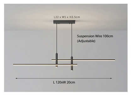 LuxRoyale Modern Linear Chandelier LED Pendant Light for Dining Room or Kitchen Island