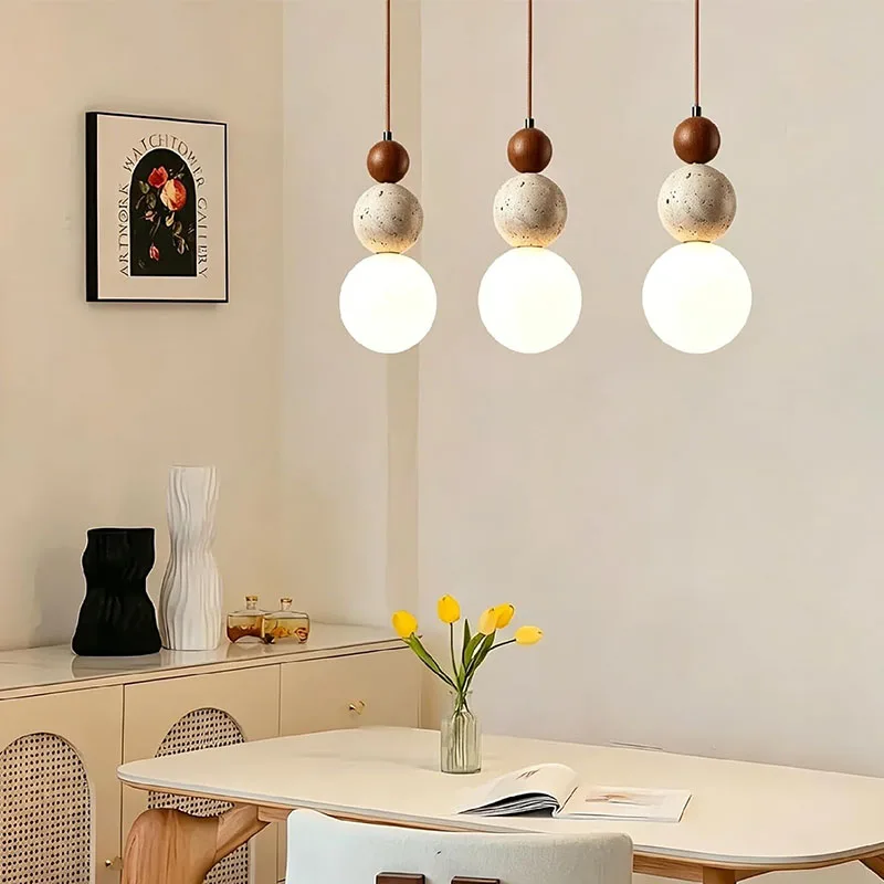 RoyaleGlow Travertine Globe Pendant Light - Glass Hanging Lamp