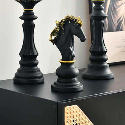 Royelux Modern Chess Statues - King, Queen & Knight Home Decor
