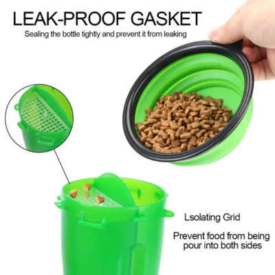 Royaleva 2in1 Collapsible Pet Water Bottle and Feeder