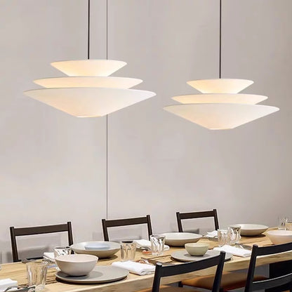 RoyaleGlow Tiered Fabric Pendant Light-Modern Disc Chandelier for Living Room