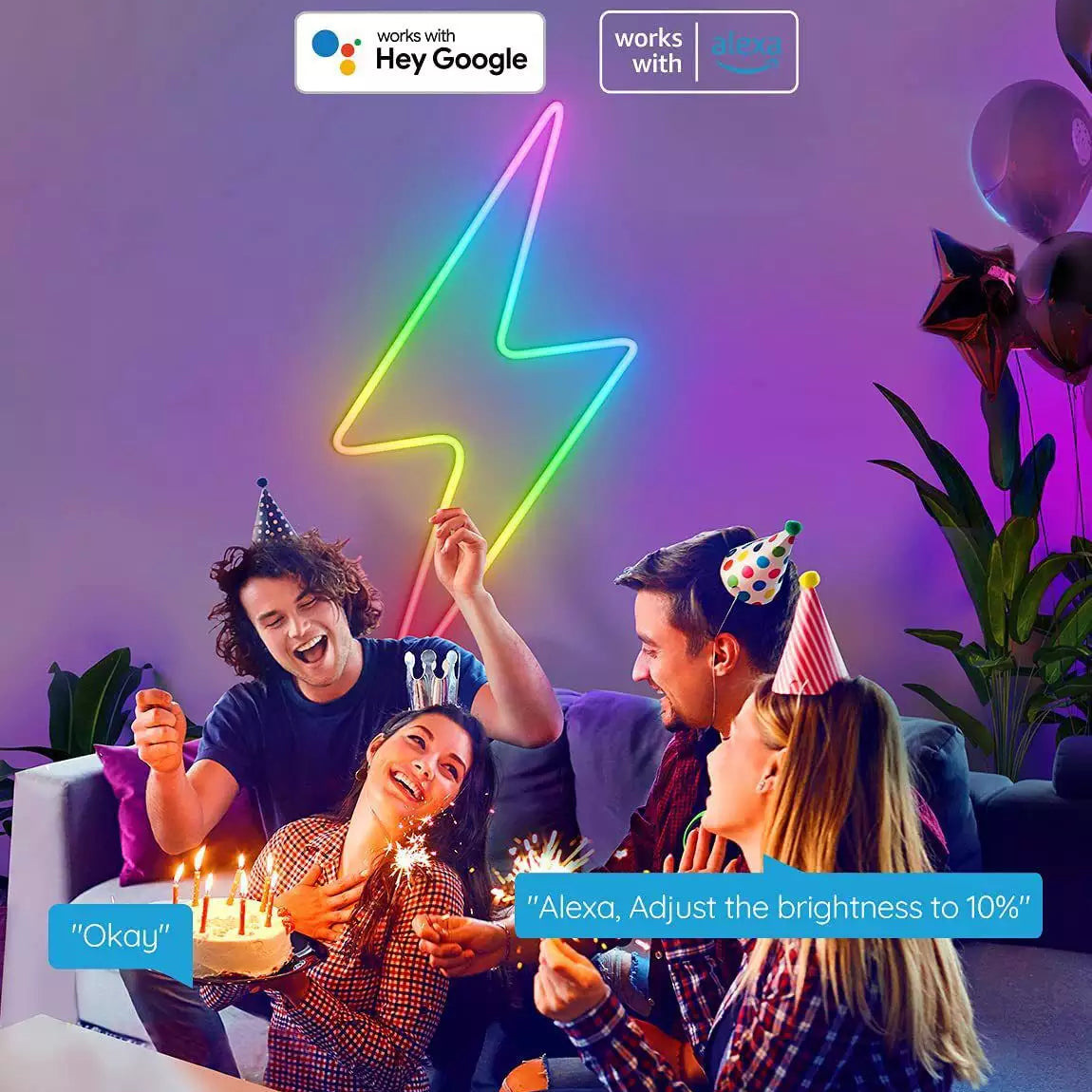 Royelux RGB Neon LED Strip Lights with App Control & Music Sync