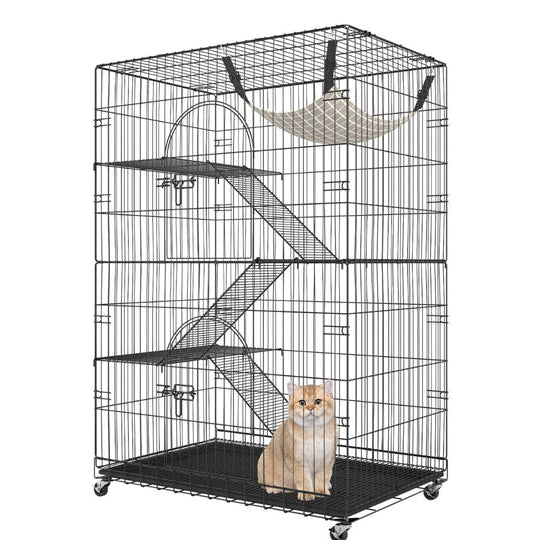 Royaleva Indoor Cat Cage Enclosure with 4 Tiers and Hammock
