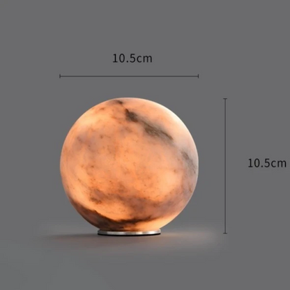 RoyaleGlow Cordless Alabaster Sphere Table Lamp - LED Marble Orb Light