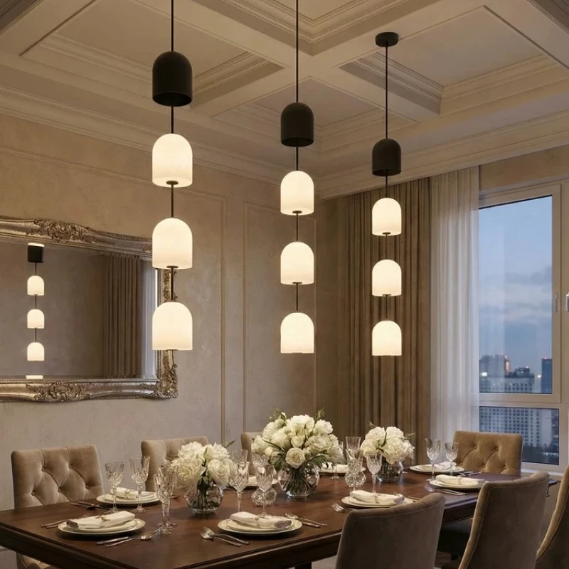 Royelux Modern Stacked Glass Pendant Light with Frosted Globes for Living Room, Hotel, Cafe