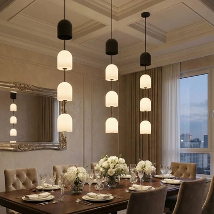 Royelux Modern Stacked Glass Pendant Light with Frosted Globes for Living Room, Hotel, Cafe