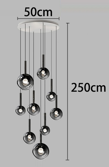 RoyaleGlow Modern Glass Bubble Pendant Chandelier for High Ceilings & Staircases