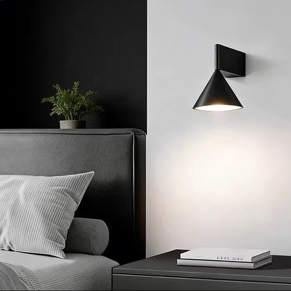 RoyaleGlow Minimalist Cone Wall Sconce - Black Brushed Aluminum Up Down Light