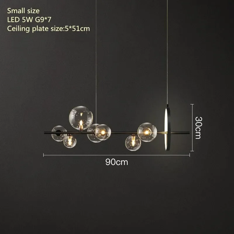 RoyaleGlow Modern Linear Chandelier with Glass Spheres for Dining Room