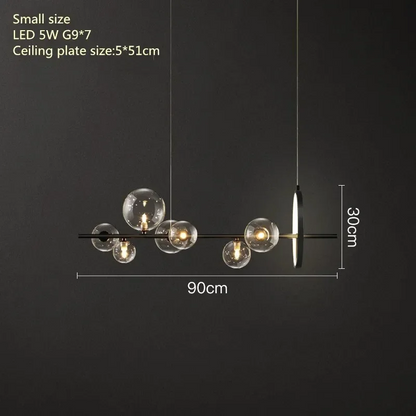 RoyaleGlow Modern Linear Chandelier with Glass Spheres for Dining Room