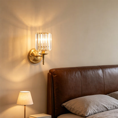 Royelux Mid-Century Modern Crystal Wall Sconce-Brass Mini Lamp