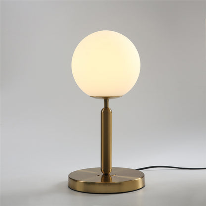 Royelux Modern Brass Table Lamp with Frosted Glass Globe for Bedroom & Office