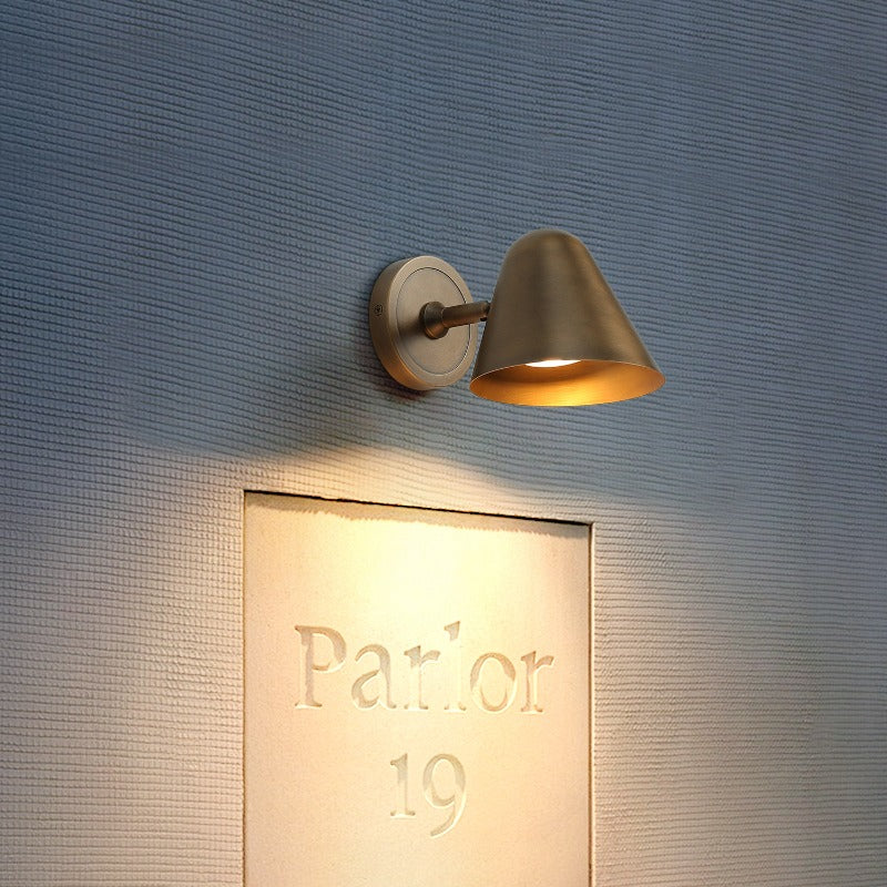 LuxRoyale Modern Solid Brass Conical Wall Sconce - Elegant Downlight Fixture