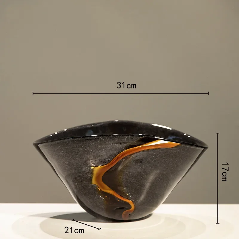 LuxRoyale Large Black Glass Flower Vase -  Handblown Decorative Centerpiece for Modern Home Decor