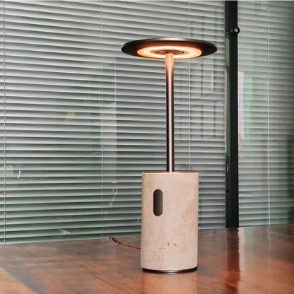 RoyaleGlow Rechargeable Travertine LED Table Lamp with Touch Dimming