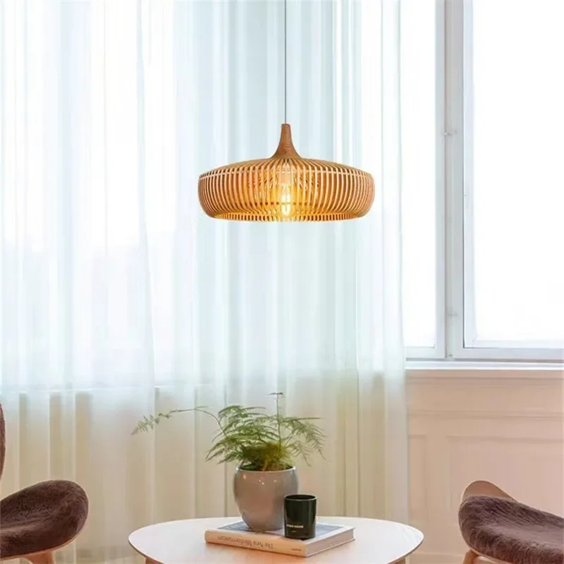 Lumora Japandi Wooden Pendant Light - Modern Minimalist Kitchen Island Lighting