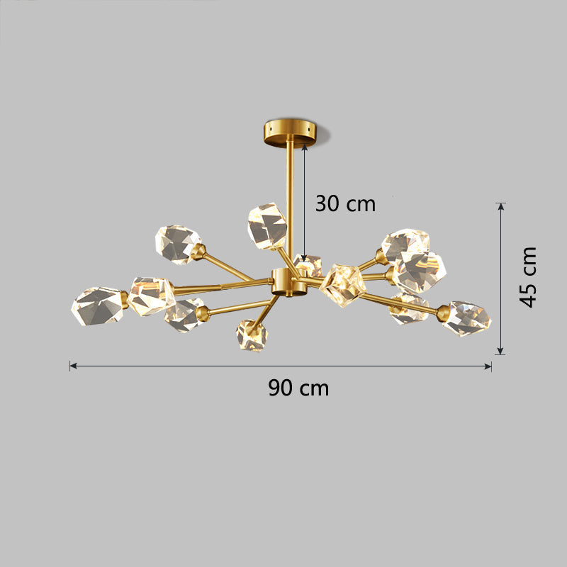 RoyaleGlow Modern Crystal Chandelier Lighting with Gold Finish for Living Room