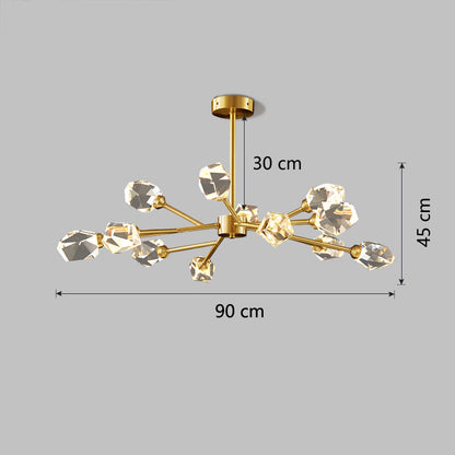 RoyaleGlow Modern Crystal Chandelier Lighting with Gold Finish for Living Room