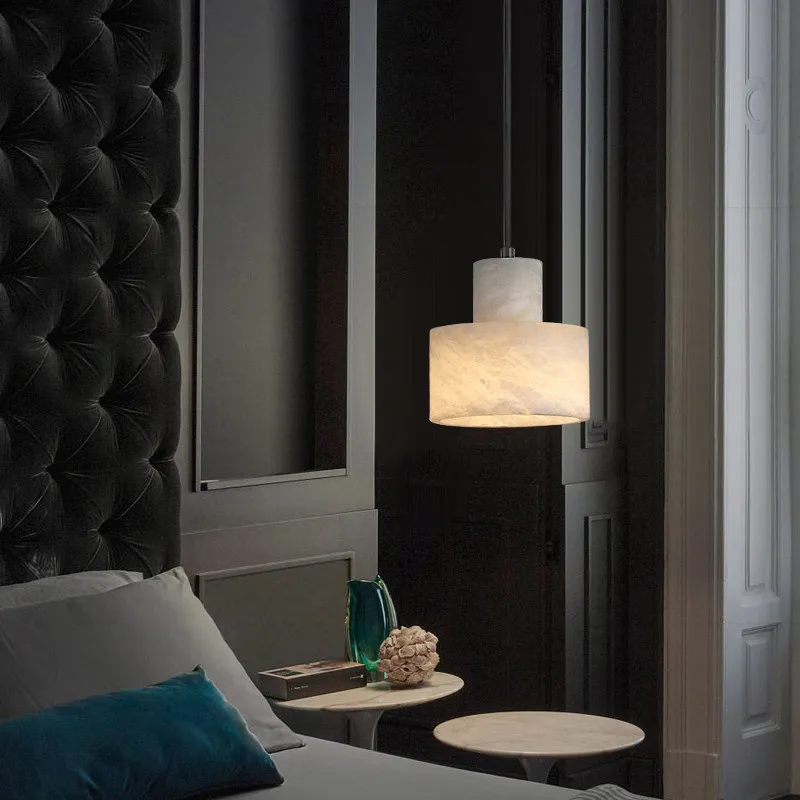 LuxRoyale Alabaster Stone Pendant Light - Adjustable Hanging Lamp