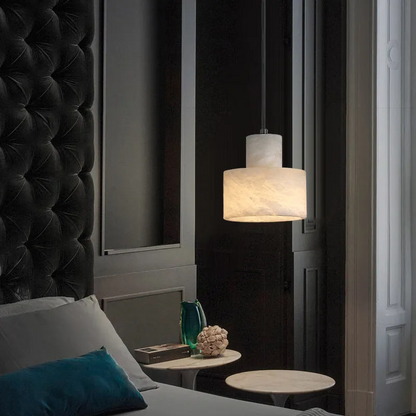 LuxRoyale Alabaster Stone Pendant Light - Adjustable Hanging Lamp