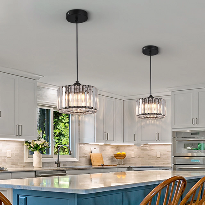 LuxRoyale Round Crystal Chandelier Pendant Light for Dining Room or Foyer