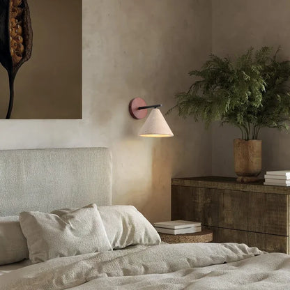 RoyaleGlow Japandi Natural Stone Wall Sconce-Modern Cone Light Fixture