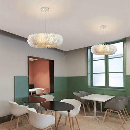 RoyaleGlow Nordic Feather Chandelier Modern LED Pendant Light for Living Room