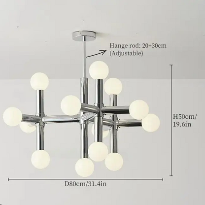 Royelux Modern Chrome Glass Globe Chandelier Lighting Fixture
