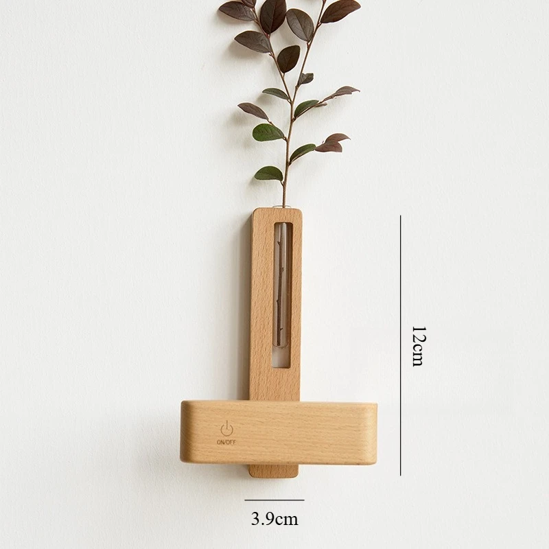 Royelux Rotating Wood Wall Sconce with Vase | Modern LED Light & Planter