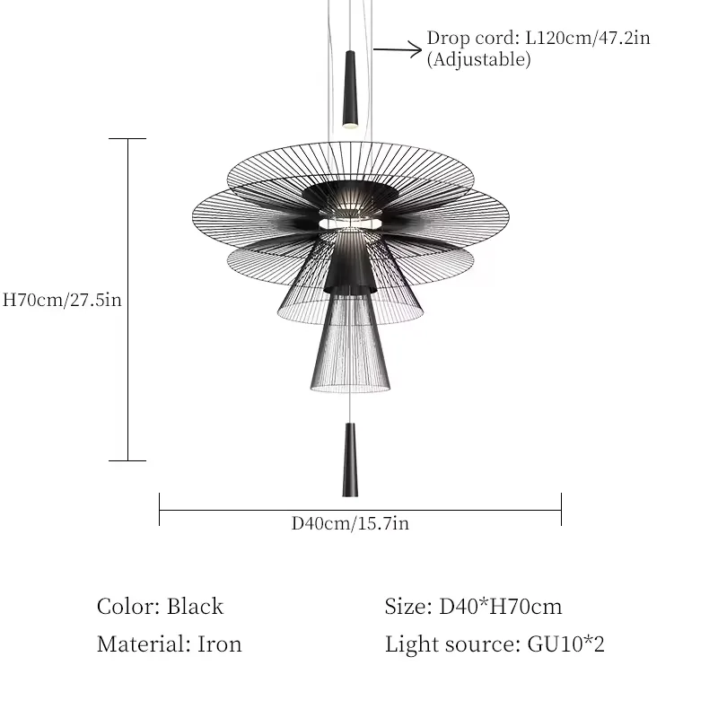 Royelux Modern Iron Wireframe Chandelier Pendant Light with GU10 Spotlight